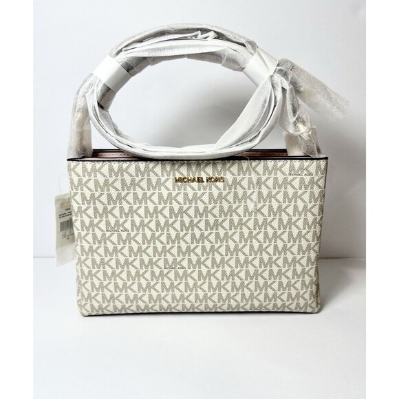 Michael Kors Trisha Medium Triple Compartment Crossbody Powder Blush MK NWT - Picture 2 of 15